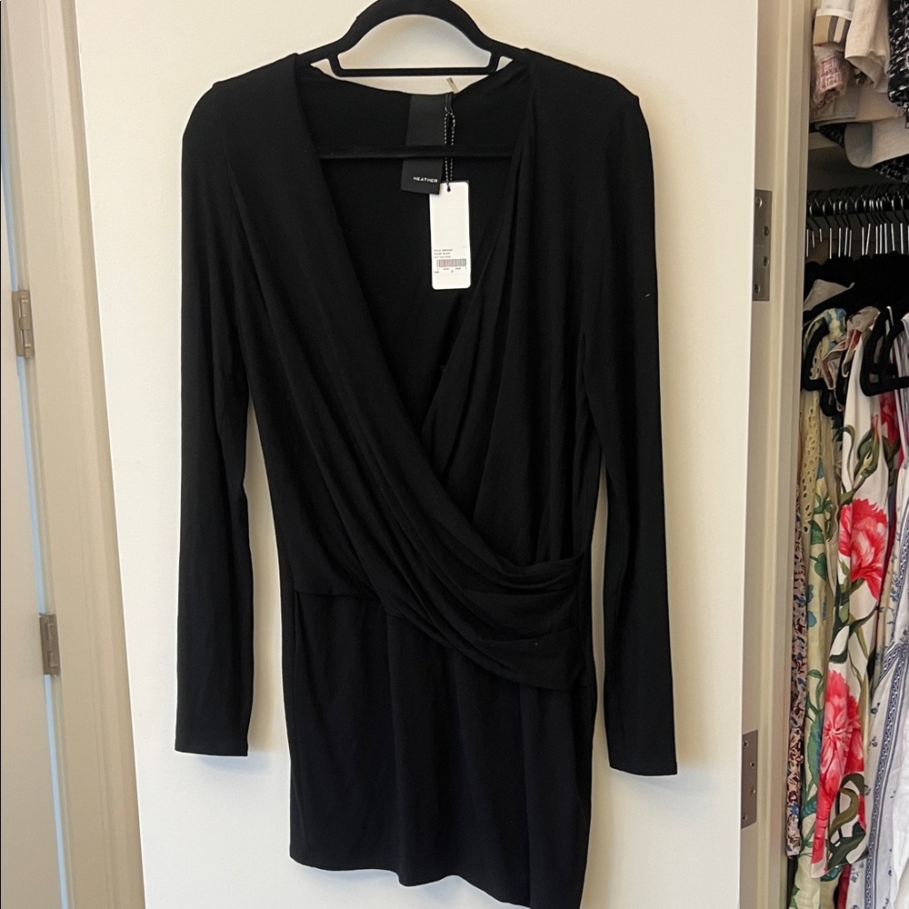 Heather Black Long Sleeve Dress NWT
